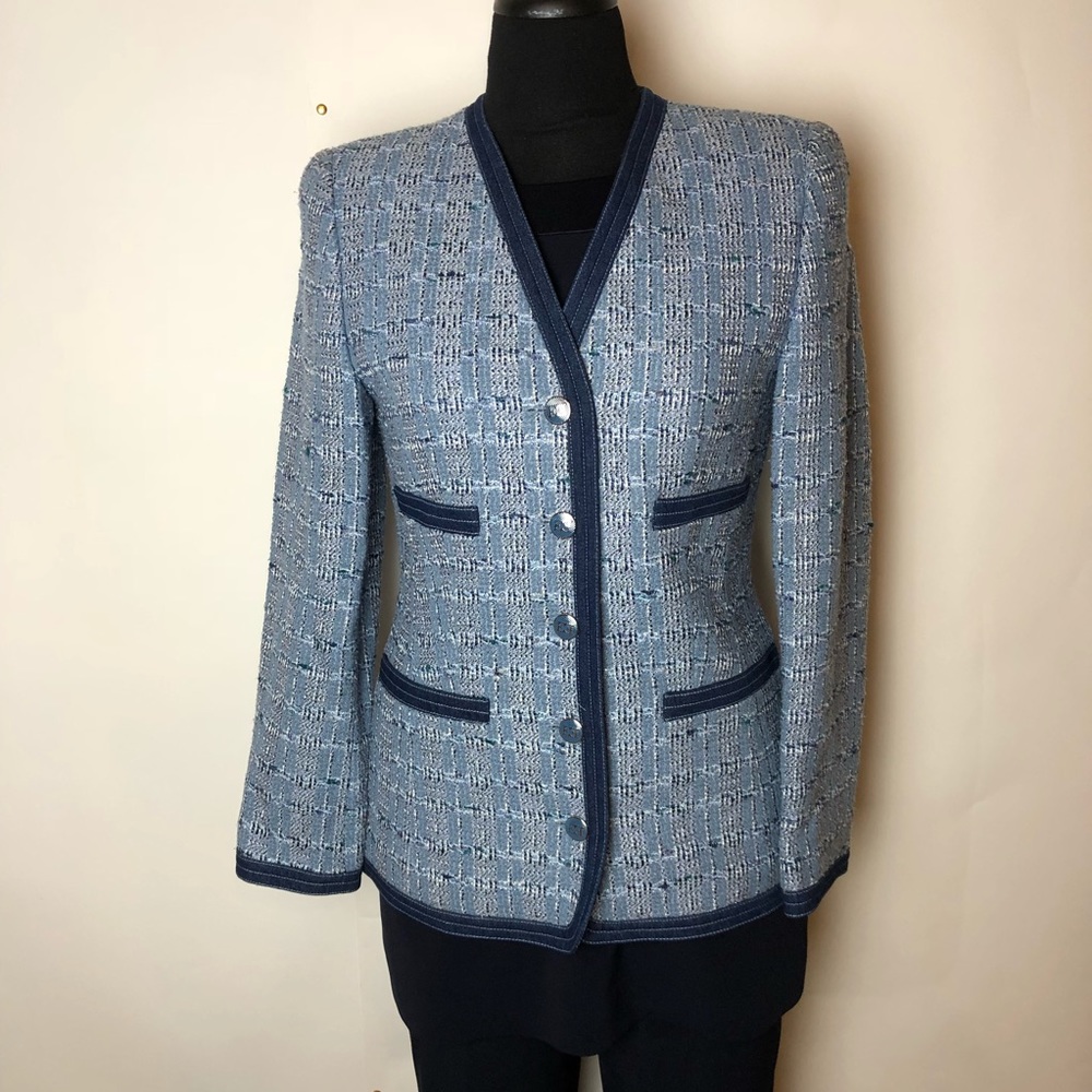 $1789 Escada Jacket Coat Wool Blazer 34 6 Blue